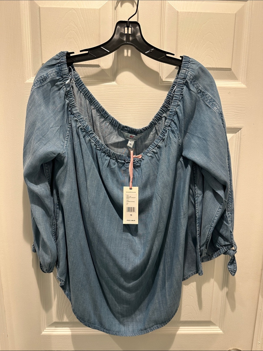 Vineyard Vines Light Blue Denim Off-Shoulder Tunic Size 16 NWT